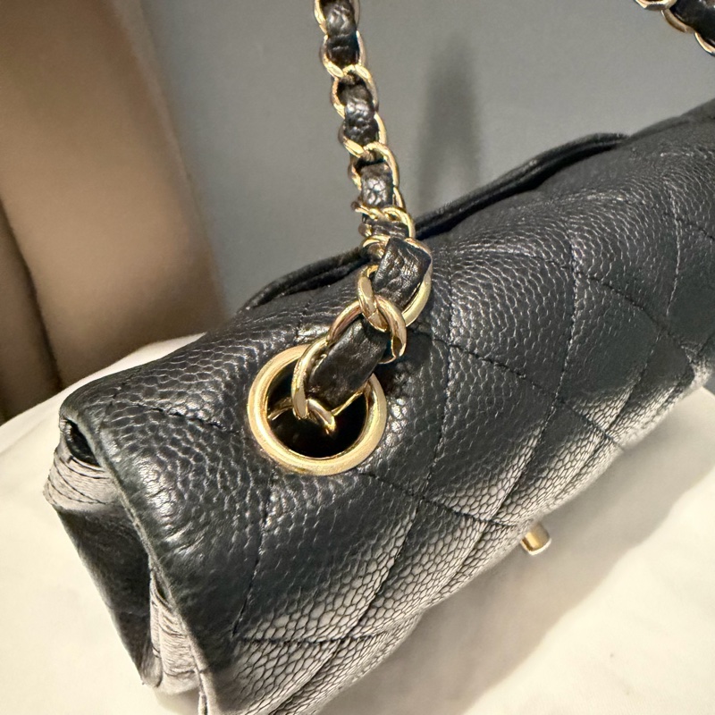 絕版 Chanel 香奈兒 荔枝牛皮 CF20 炭黑 金釦-35