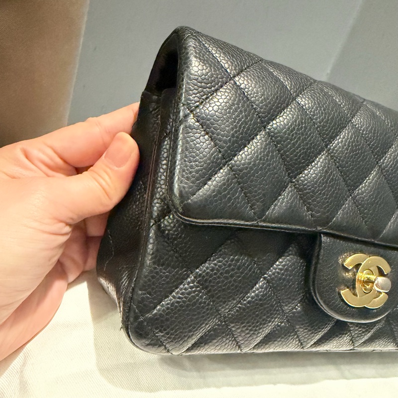 絕版 Chanel 香奈兒 荔枝牛皮 CF20 炭黑 金釦-36