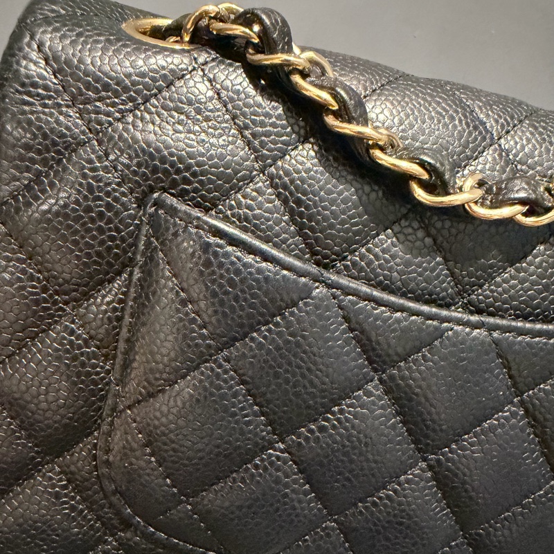 絕版 Chanel 香奈兒 荔枝牛皮 CF20 炭黑 金釦-39