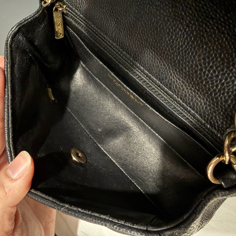 絕版 Chanel 香奈兒 荔枝牛皮 CF20 炭黑 金釦-43