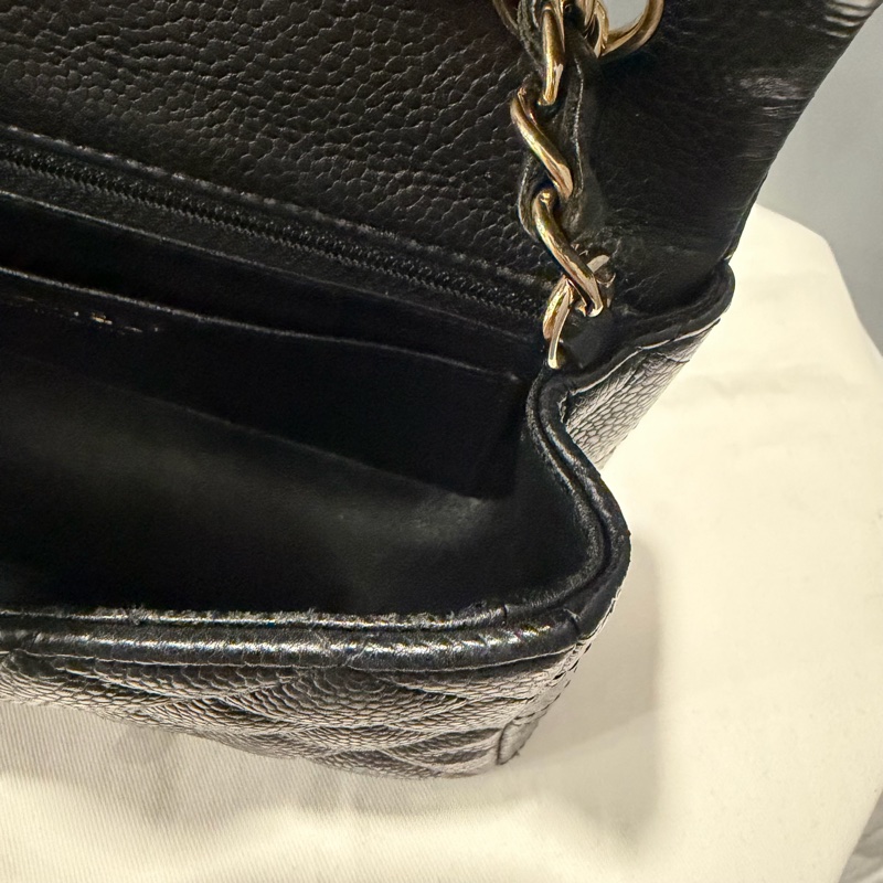 絕版 Chanel 香奈兒 荔枝牛皮 CF20 炭黑 金釦-44