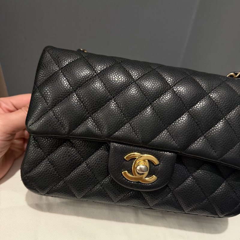 絕版 Chanel 香奈兒 荔枝牛皮 CF20 炭黑 金釦-45