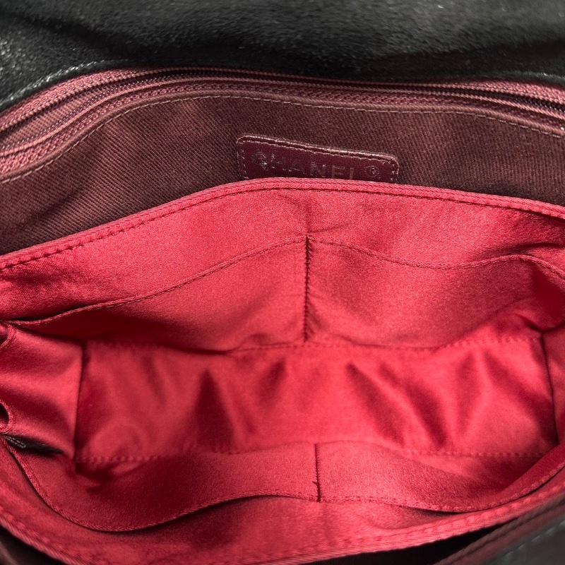 CHANEL 黑銀山羊皮爆裂紋Leboy肩背斜背包28*21*7 98新配件塵袋-2