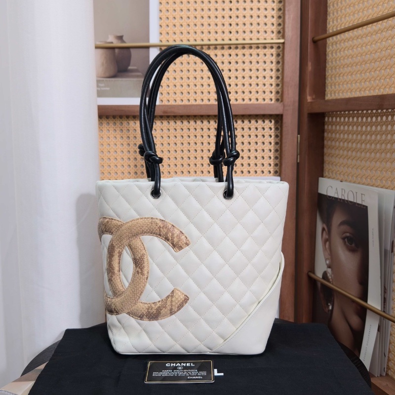 CHANEL康鵬拼皮菜籃子手提包 20*22*11.5 98新配件塵袋保卡-1
