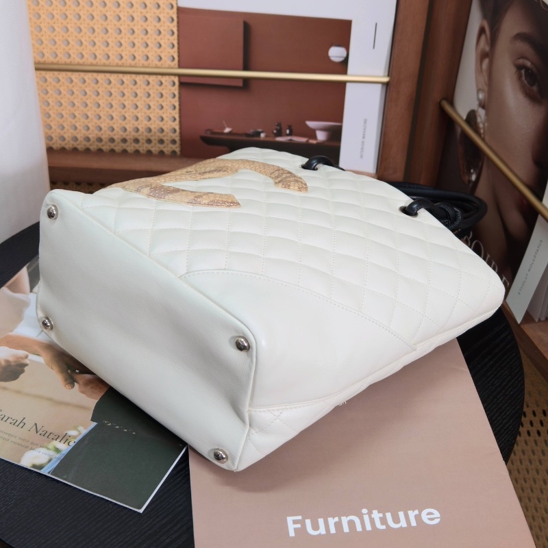 CHANEL康鵬拼皮菜籃子手提包 20*22*11.5 98新配件塵袋保卡-3