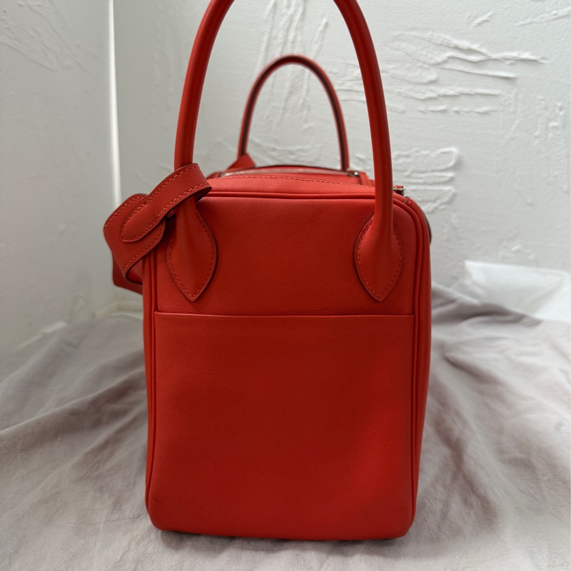 🌈Hermes❤️Lindy 30❤️心紅色銀扣🌟99新🌟Swift皮🌟愛馬仕🌟-4
