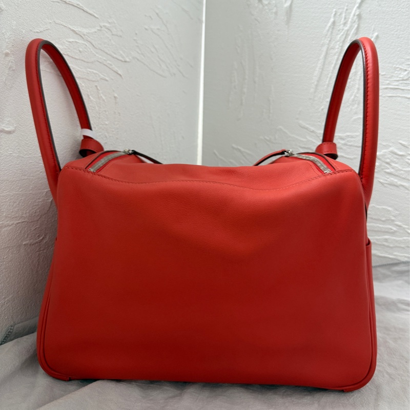 🌈Hermes❤️Lindy 30❤️心紅色銀扣🌟99新🌟Swift皮🌟愛馬仕🌟-9