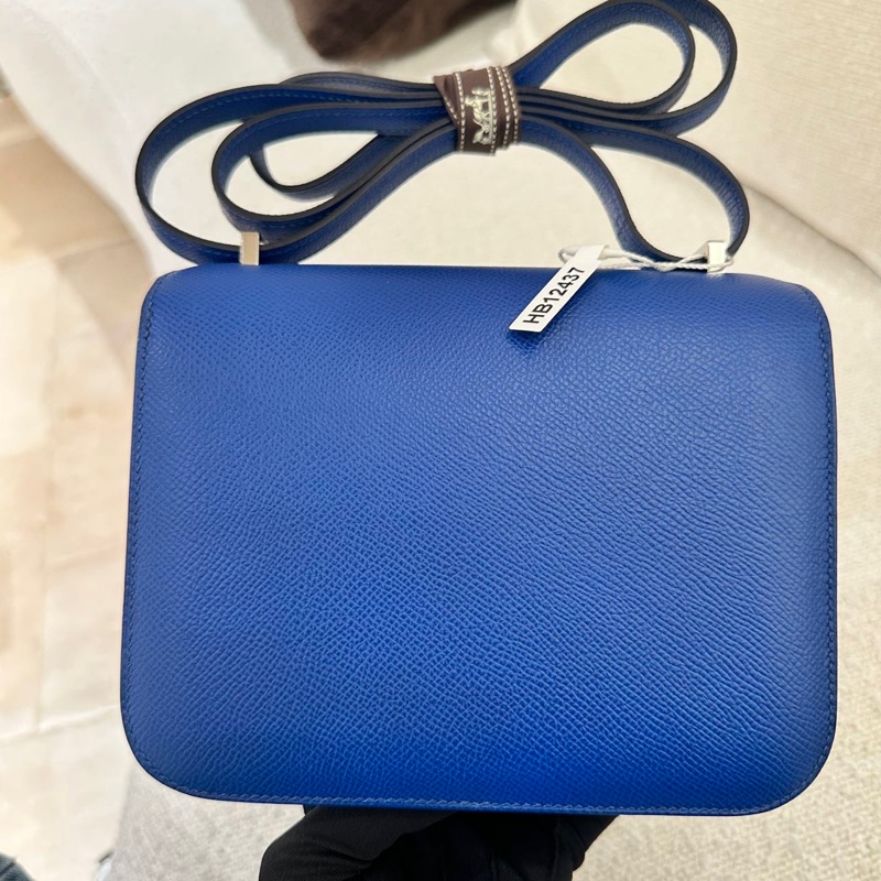 🌈Hermes💙Mini Constance 19💙深藍色琺瑯扣🌟98新🌈Epsom皮🌟愛馬仕🌟-8