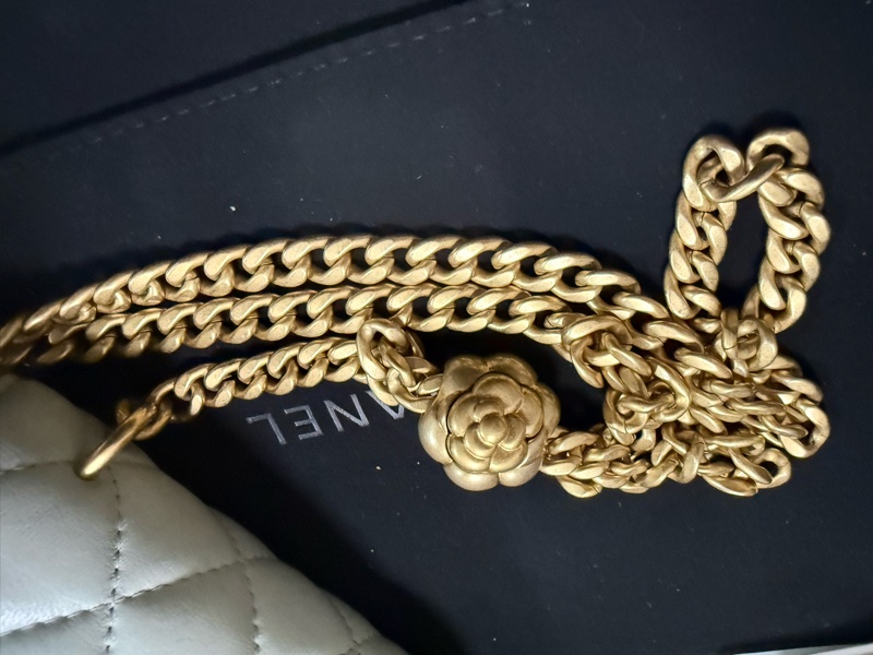 Chanel 山茶花17 cm mini手機包/肩背包 山茶花金色可調節扣-22