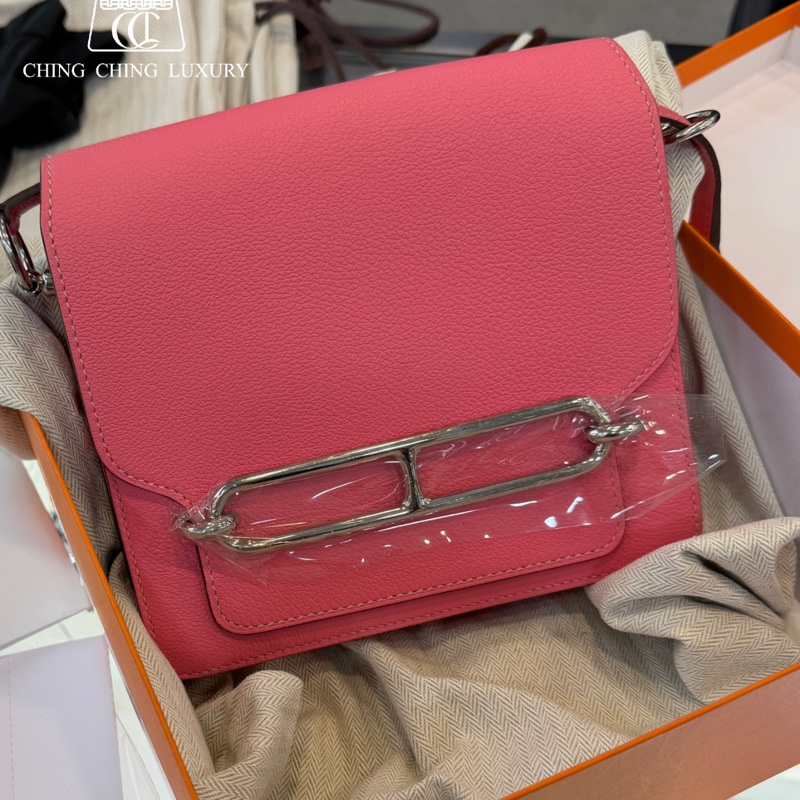 🌈Mini Roulis 19💗8W唇膏粉銀扣💗99新🌈Evercolor皮🌟豬鼻子🌟愛馬仕🌟-0