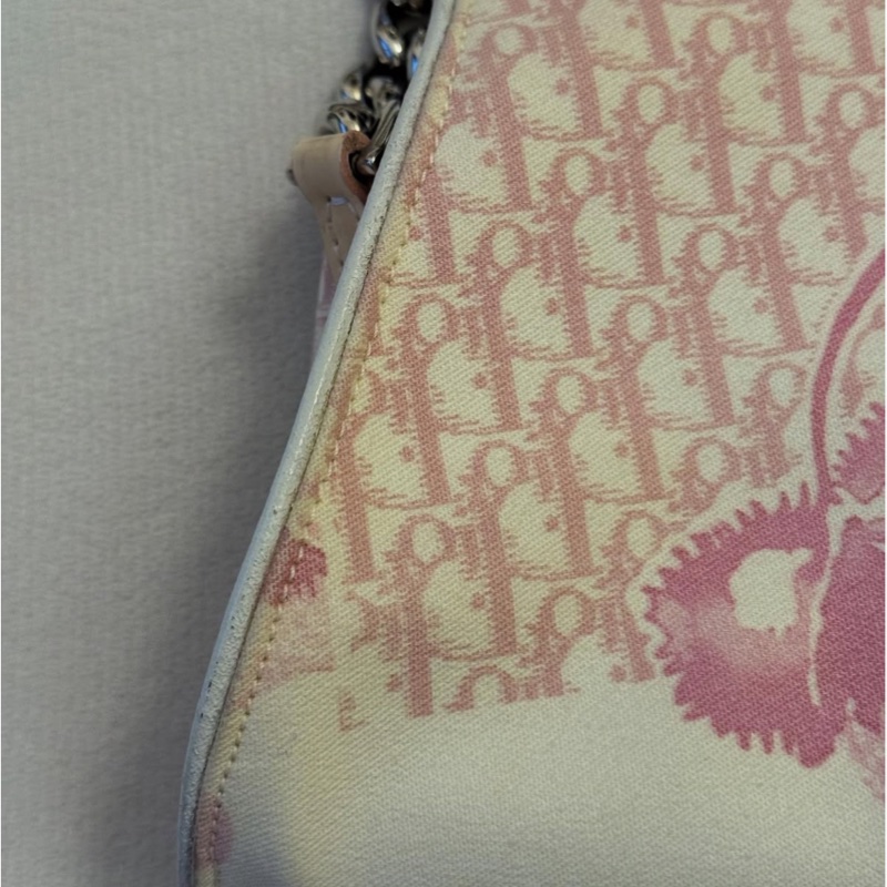 Vintage Dior稀有款粉色老花腋下包-12