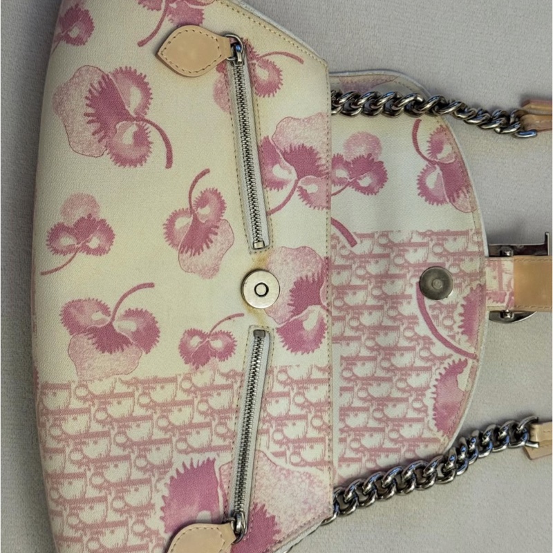 Vintage Dior稀有款粉色老花腋下包-13