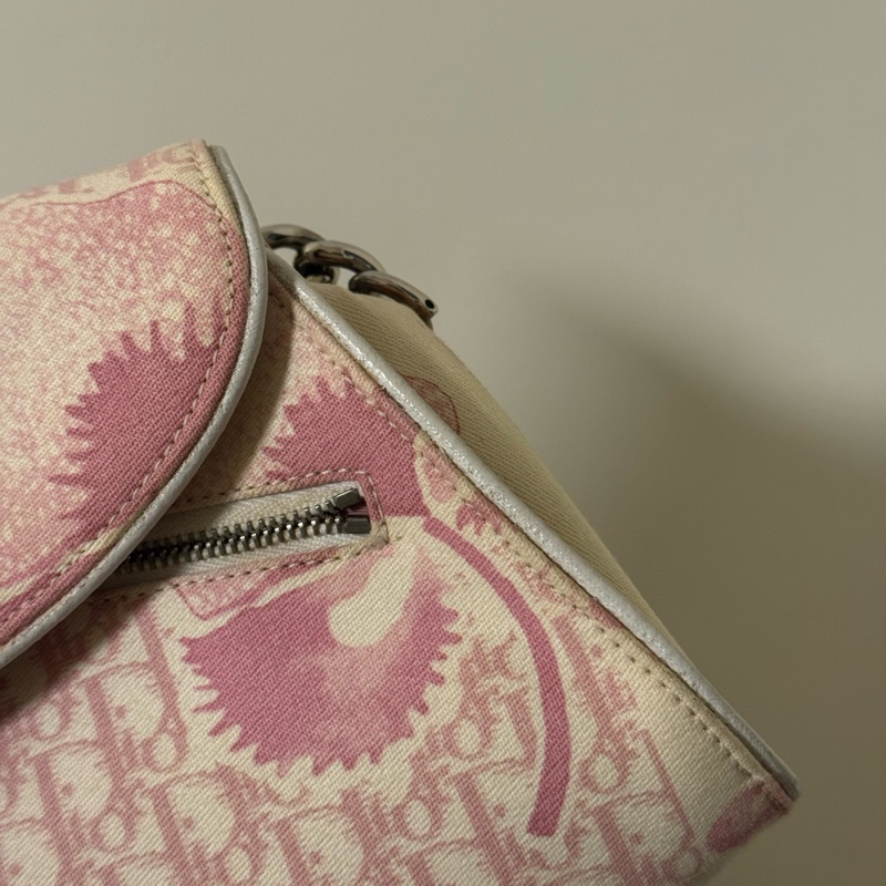 Vintage Dior稀有款粉色老花腋下包-15