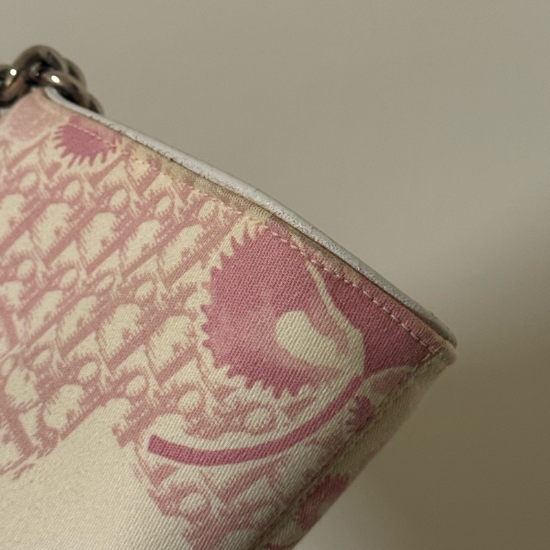 Vintage Dior稀有款粉色老花腋下包-18