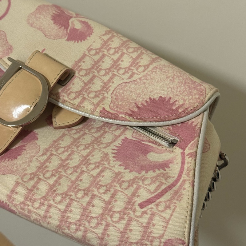 Vintage Dior稀有款粉色老花腋下包-28