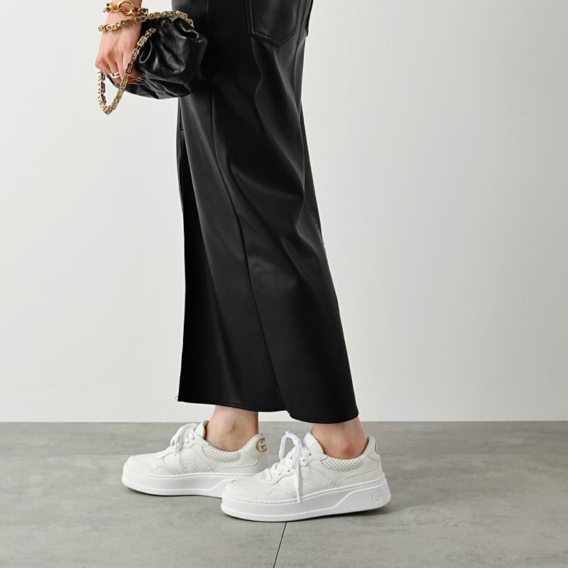 914intheair精品代購『全新閒置』Gucci古馳浮雕GG Logo 厚底餅乾鞋小白鞋-0