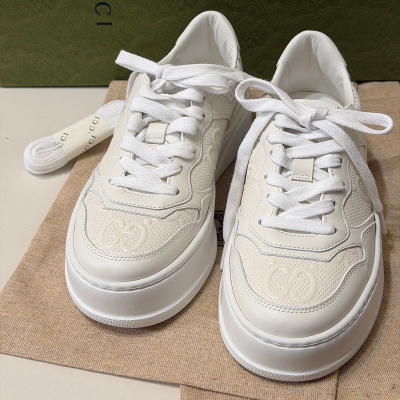 914intheair精品代購『全新閒置』Gucci古馳浮雕GG Logo 厚底餅乾鞋小白鞋-7