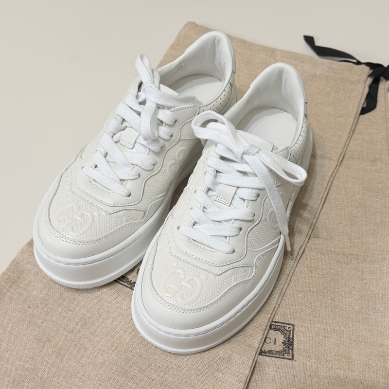 914intheair精品代購『全新閒置』Gucci古馳浮雕GG Logo 厚底餅乾鞋小白鞋-8