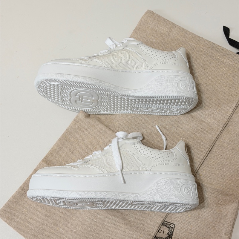 914intheair精品代購『全新閒置』Gucci古馳浮雕GG Logo 厚底餅乾鞋小白鞋-10