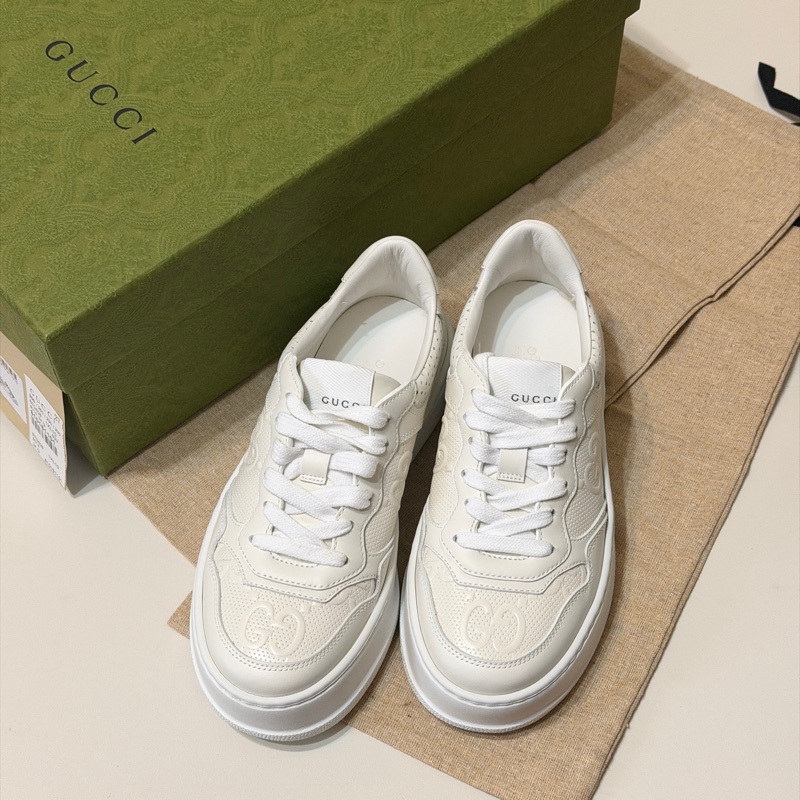914intheair精品代購『全新閒置』Gucci古馳浮雕GG Logo 厚底餅乾鞋小白鞋-36
