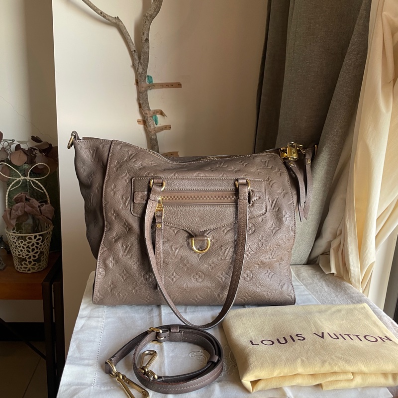 Louis Vuitton高級系列全皮托特包原10幾萬🎞LV老花字壓紋🎞 類never full🎞瀟🎞手提/肩背/側背/斜背/小資包/媽媽包/過夜包🎞正品🎞況好🎞🈶️原包附長背帶-8