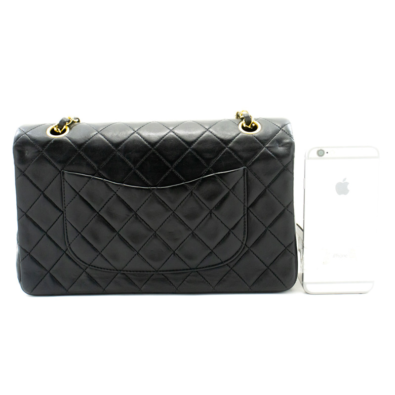 【日本直送】香奈兒經典雙蓋10吋鏈條單肩背包,黑色羊皮-2