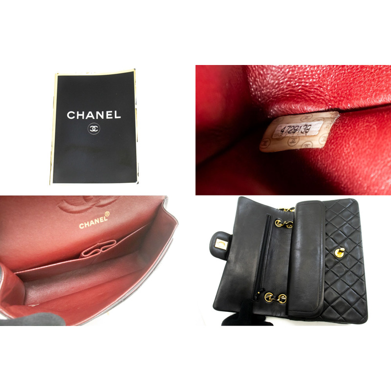 【日本直送】香奈兒經典雙蓋10吋鏈條單肩背包,黑色羊皮-8