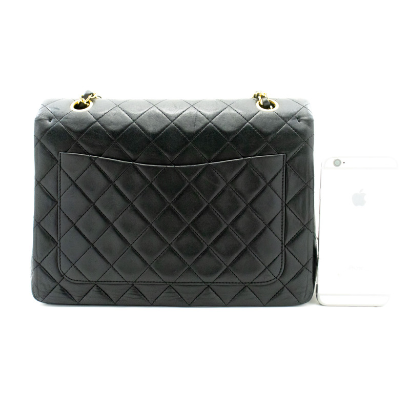 【日本直送】香奈兒經典雙蓋方形鏈條肩背包,黑色羊羔絨-2