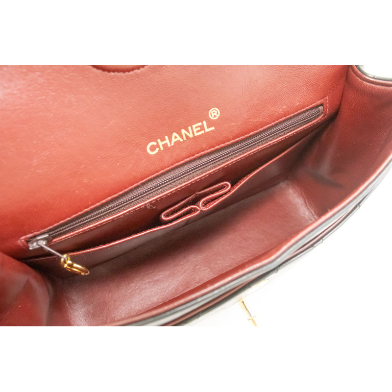 【日本直送】香奈兒經典雙蓋方形鏈條肩背包,黑色羊羔絨-9