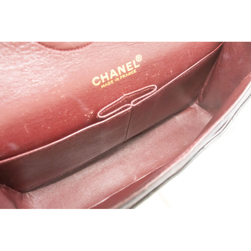 【日本直送】香奈兒經典雙蓋10吋鏈條單肩背包，黑色羊皮-9