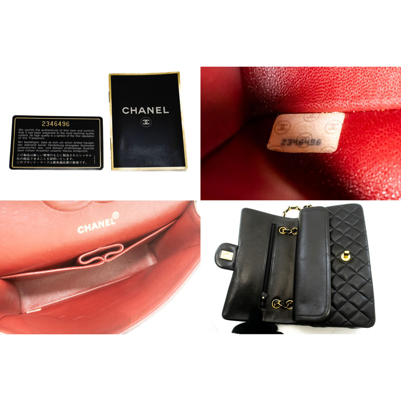 【日本直送】香奈兒經典雙蓋10吋鏈條單肩背包，黑色羊皮-8