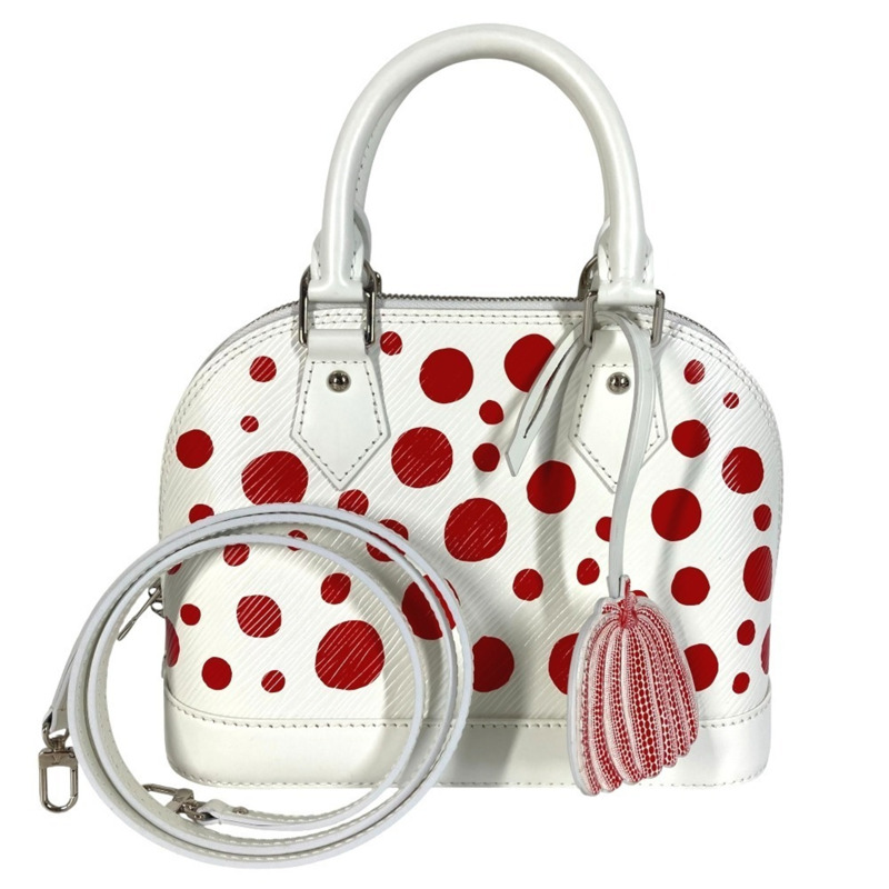 路易威登 M21712 Epi 皮革 LV×YK 草間彌生 Alma BB 兩用包,肩背/斜挎包,皮革,女士,白色,近全新-0