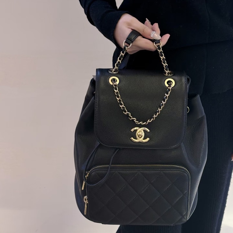 #專櫃20多萬斷貨 #芯片款 #荔枝皮 香奈兒黑金affinity後背包 JENNIE同款-1