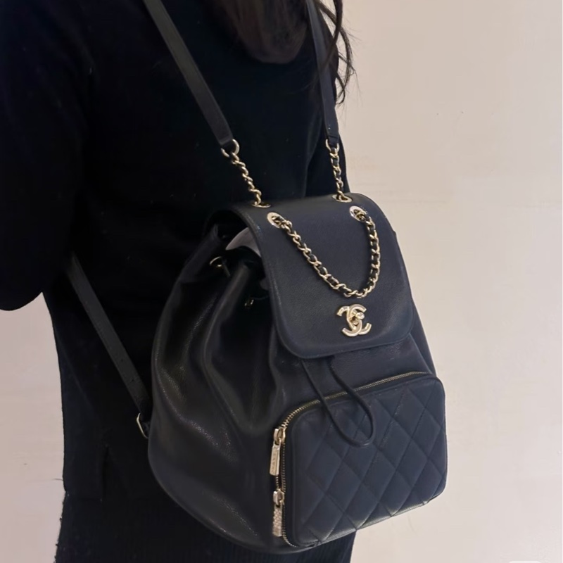 #專櫃20多萬斷貨 #芯片款 #荔枝皮 香奈兒黑金affinity後背包 JENNIE同款-2