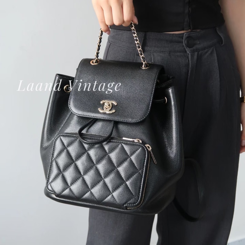 #專櫃20多萬斷貨 #芯片款 #荔枝皮 香奈兒黑金affinity後背包 JENNIE同款-5