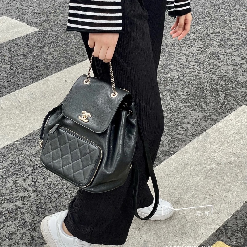 #專櫃20多萬斷貨 #芯片款 #荔枝皮 香奈兒黑金affinity後背包 JENNIE同款-6