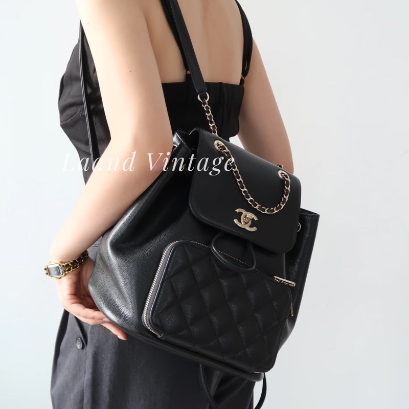 #專櫃20多萬斷貨 #芯片款 #荔枝皮 香奈兒黑金affinity後背包 JENNIE同款-8