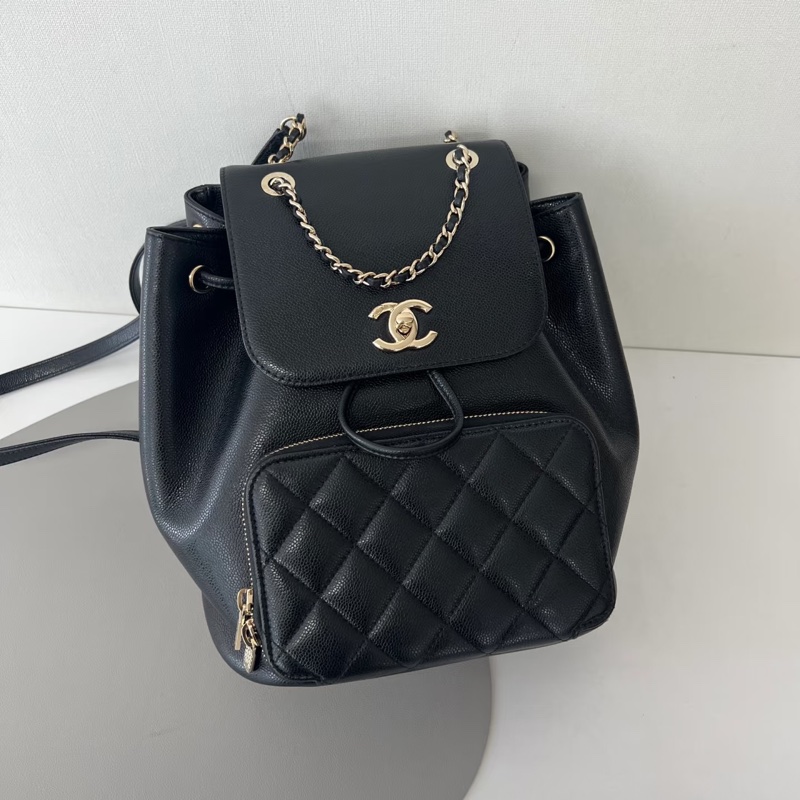 #專櫃20多萬斷貨 #芯片款 #荔枝皮 香奈兒黑金affinity後背包 JENNIE同款-11