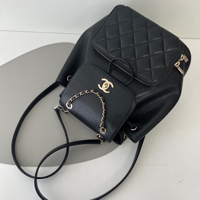 #專櫃20多萬斷貨 #芯片款 #荔枝皮 香奈兒黑金affinity後背包 JENNIE同款-12