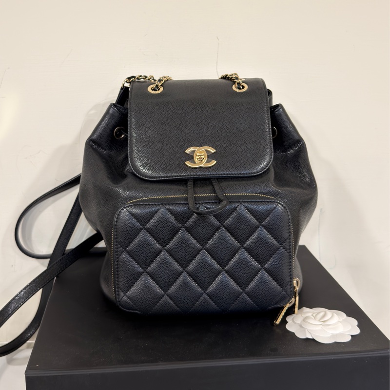 #專櫃20多萬斷貨 #芯片款 #荔枝皮 香奈兒黑金affinity後背包 JENNIE同款-14