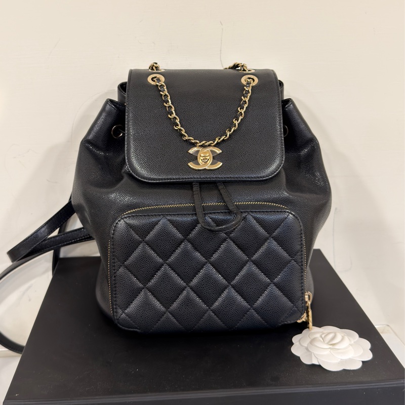 #專櫃20多萬斷貨 #芯片款 #荔枝皮 香奈兒黑金affinity後背包 JENNIE同款-15