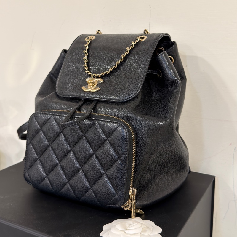 #專櫃20多萬斷貨 #芯片款 #荔枝皮 香奈兒黑金affinity後背包 JENNIE同款-16