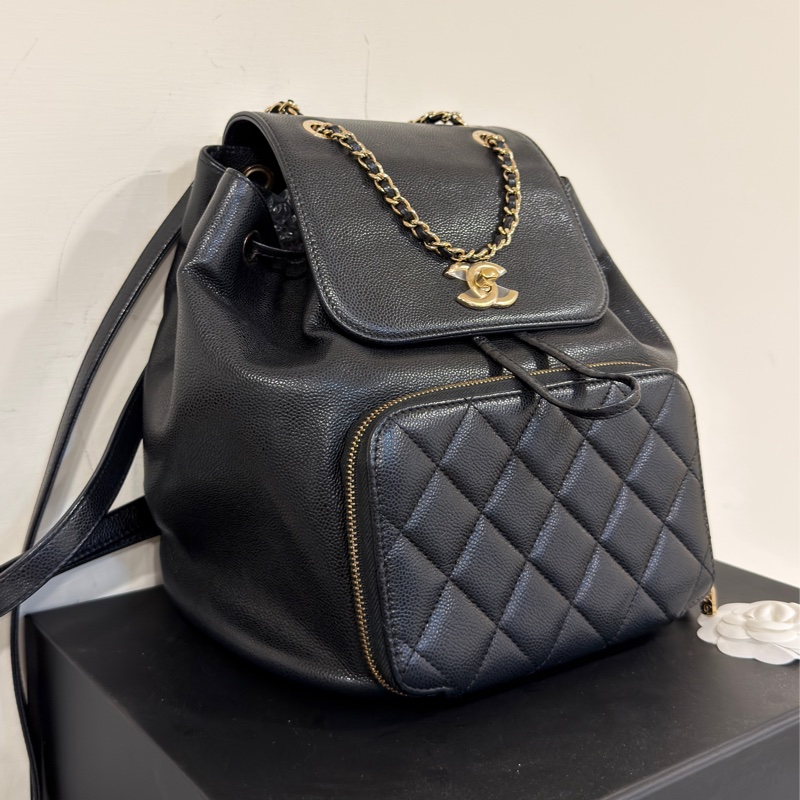 #專櫃20多萬斷貨 #芯片款 #荔枝皮 香奈兒黑金affinity後背包 JENNIE同款-17