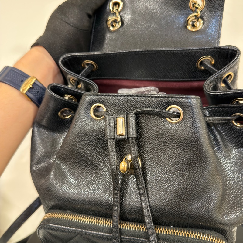 #專櫃20多萬斷貨 #芯片款 #荔枝皮 香奈兒黑金affinity後背包 JENNIE同款-24