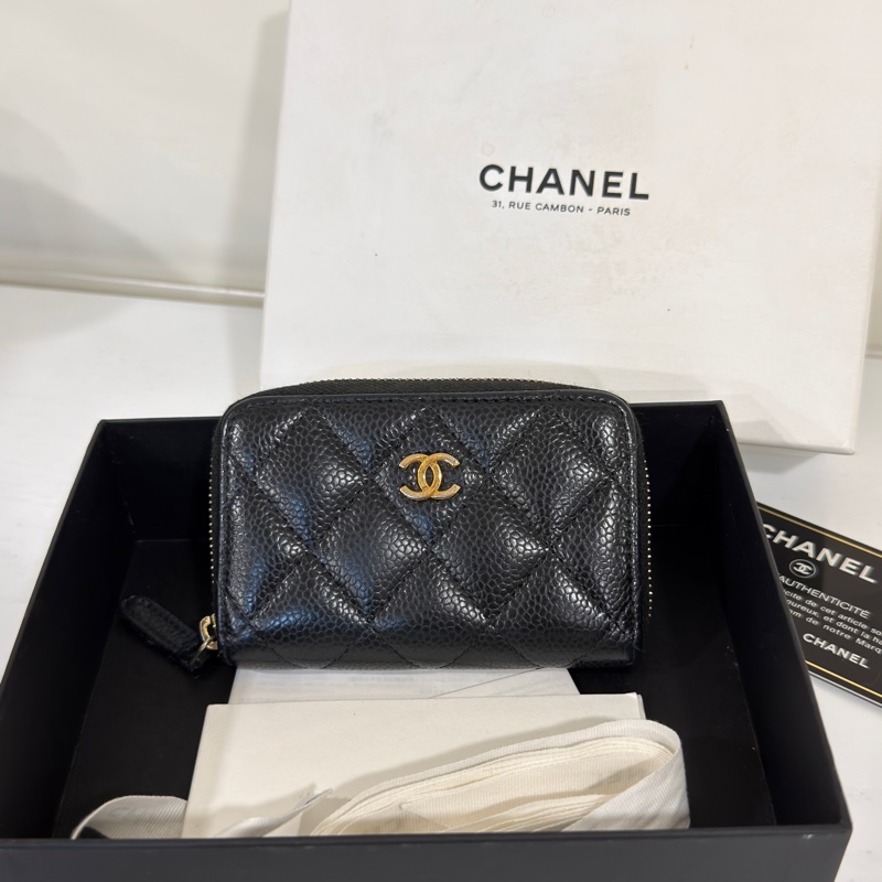 #全網最甜💰 #荔枝皮 香奈兒黑金拉鍊零錢包-1