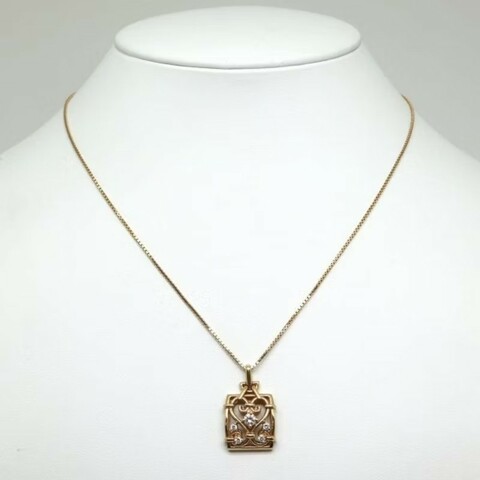 Old CELINE Vintage 18k金 天然鑽石吊墜 項鍊