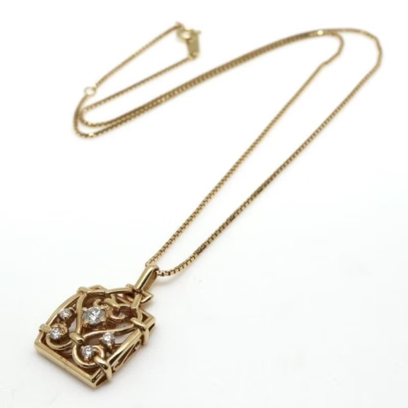 Old CELINE Vintage 18k金 天然鑽石吊墜 項鍊-1