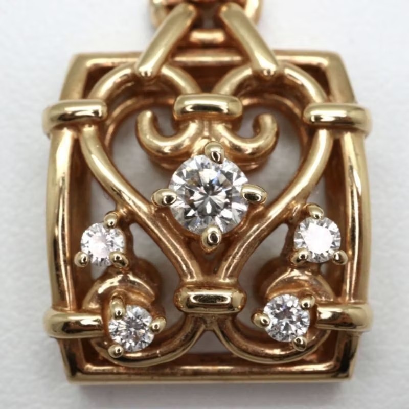 Old CELINE Vintage 18k金 天然鑽石吊墜 項鍊-8