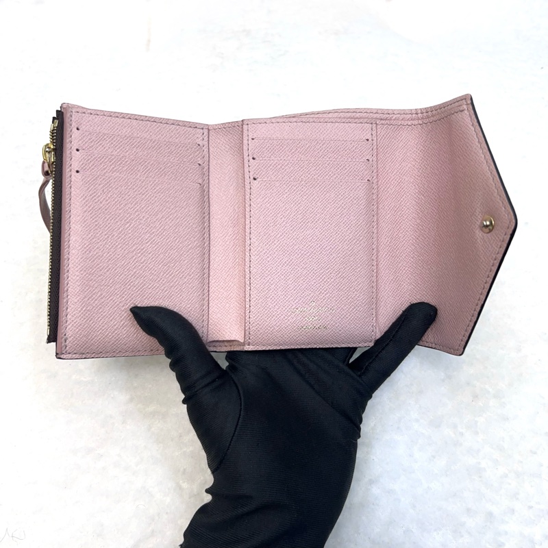 路易威登三折短夾LV原花拼芭蕾粉Victorine三折短夾M62360-3