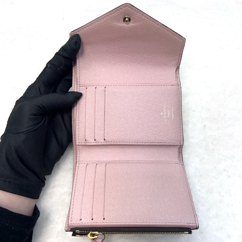 路易威登三折短夾LV原花拼芭蕾粉Victorine三折短夾M62360-4